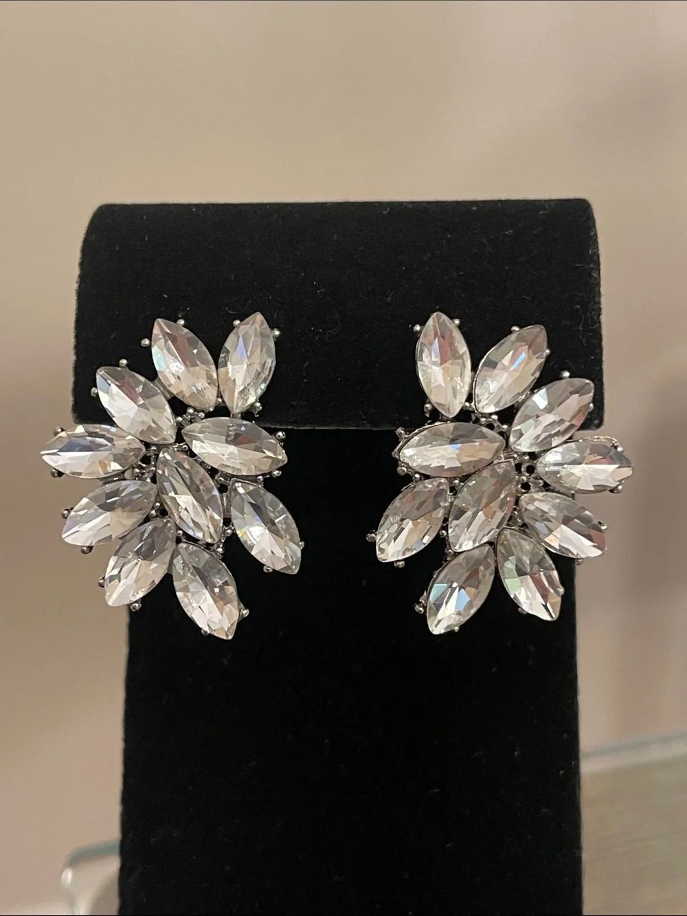Vintage Style Cluster Marquise Rhinestone Earrings
